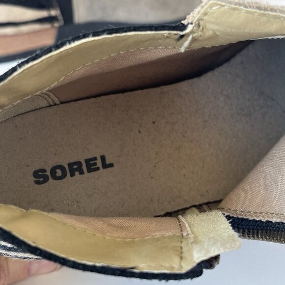 Sorel Joan Major Low Bootie Women 8 Tan Suede Zebra Stripe Pony Hair Taupe Boots - Picture 10 of 16
